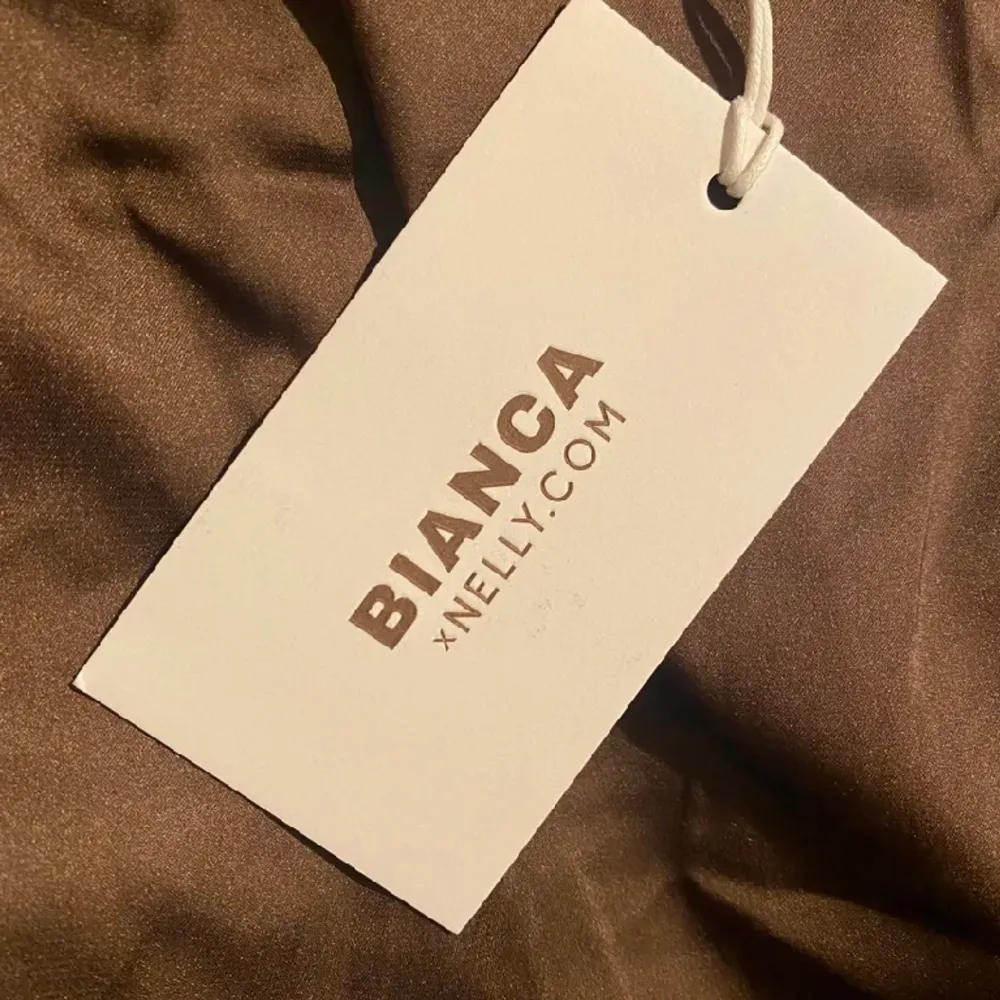Säljer denna slutsålda silkesklänningen från Biancas kollektion för Nelly🤩🪩Klänningen är helt ny med prislappen kvar då jag beställde två storlekar❤️ Den perfekta festklänningen och väldigt smickrande på!. Klänningar.