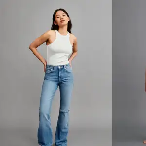 Midrise jeans från Gina i storlek 36. Helt slutsålda på nätet. Använt en gång. Org pris 500 kr. Säljer för 200. (Hålet i knät är modellen på jeansen)💕