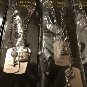 2 i 1 silver halsband olika typer  På platan står det  Name  Age  Sex Blood  Birth  