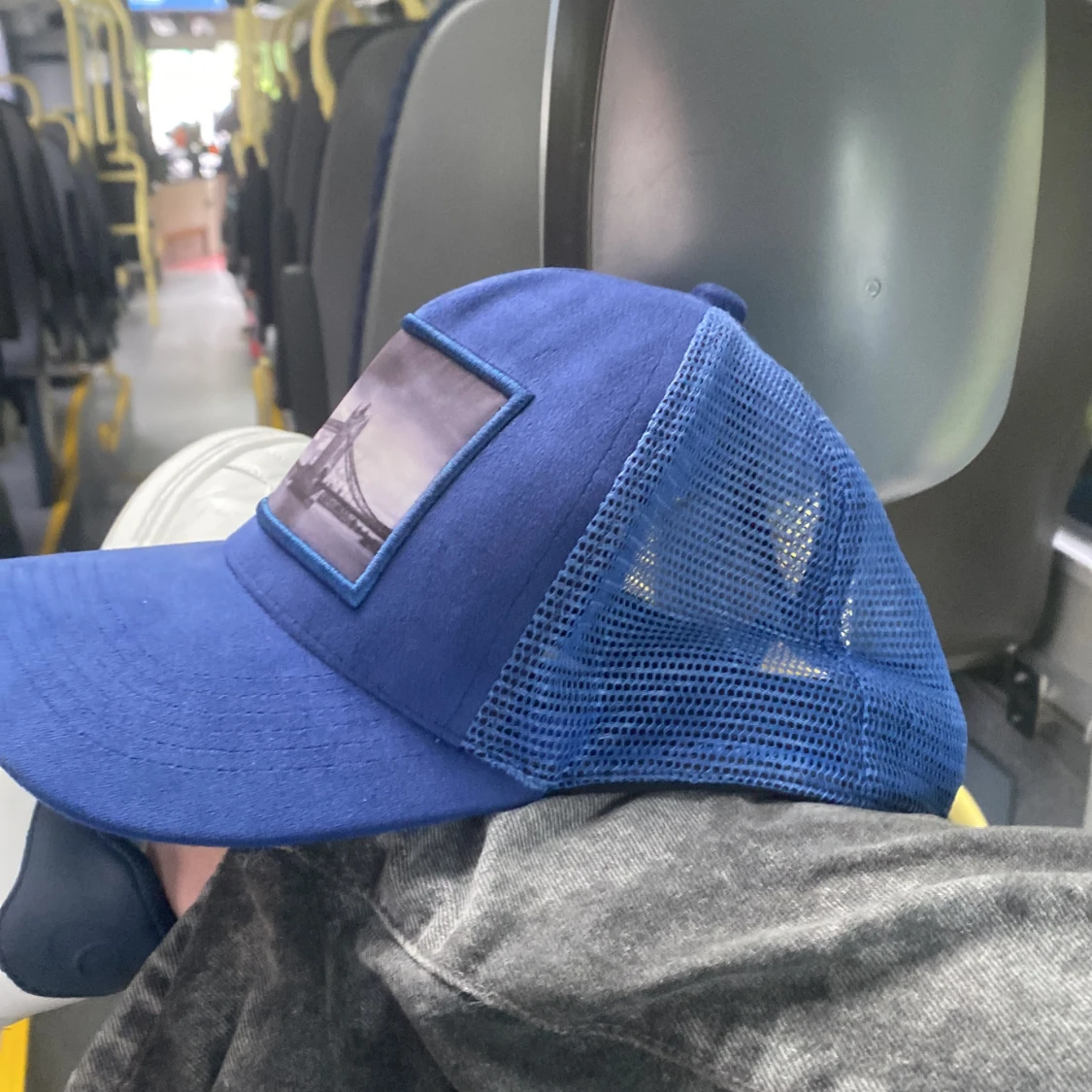 Blå velvet keps - 90