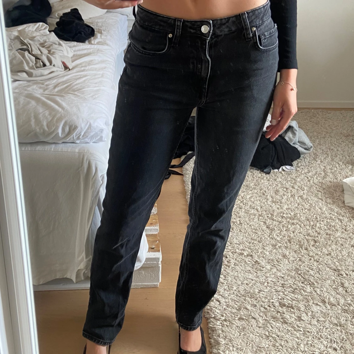 Svarta lågmidjade Jeans