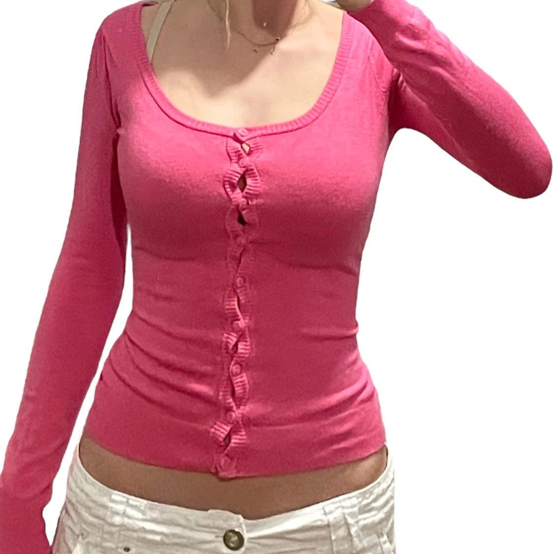 rosa tajt vintage kofta med knappar