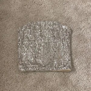 Glittrig tub topp - En supersnygg tub topp från hm, ganska kort i modellen. Använd ungefär två gånger och i bra skick, skriv för mer information ⭐️🥂