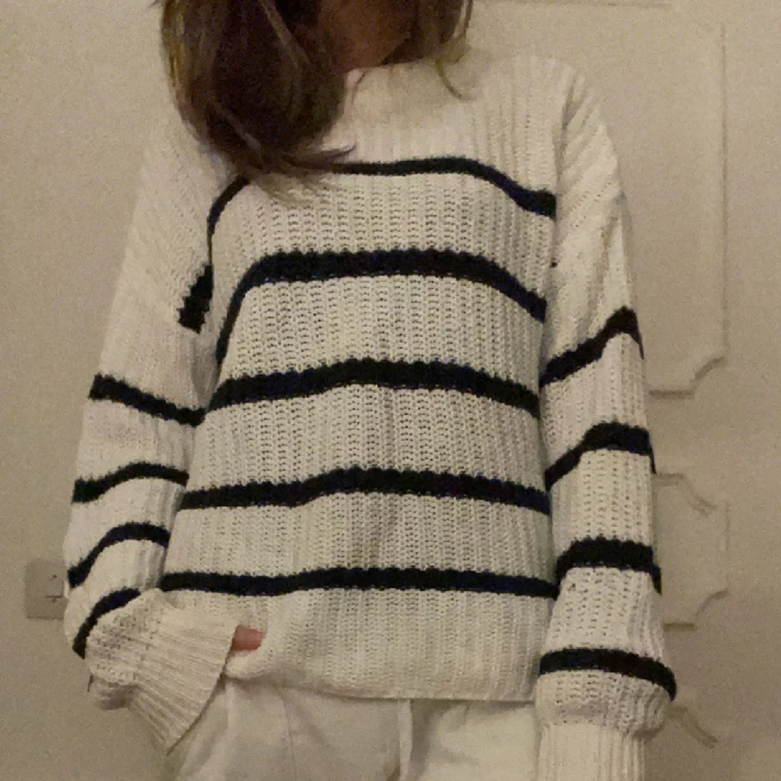 Stickad randig tröja - 90