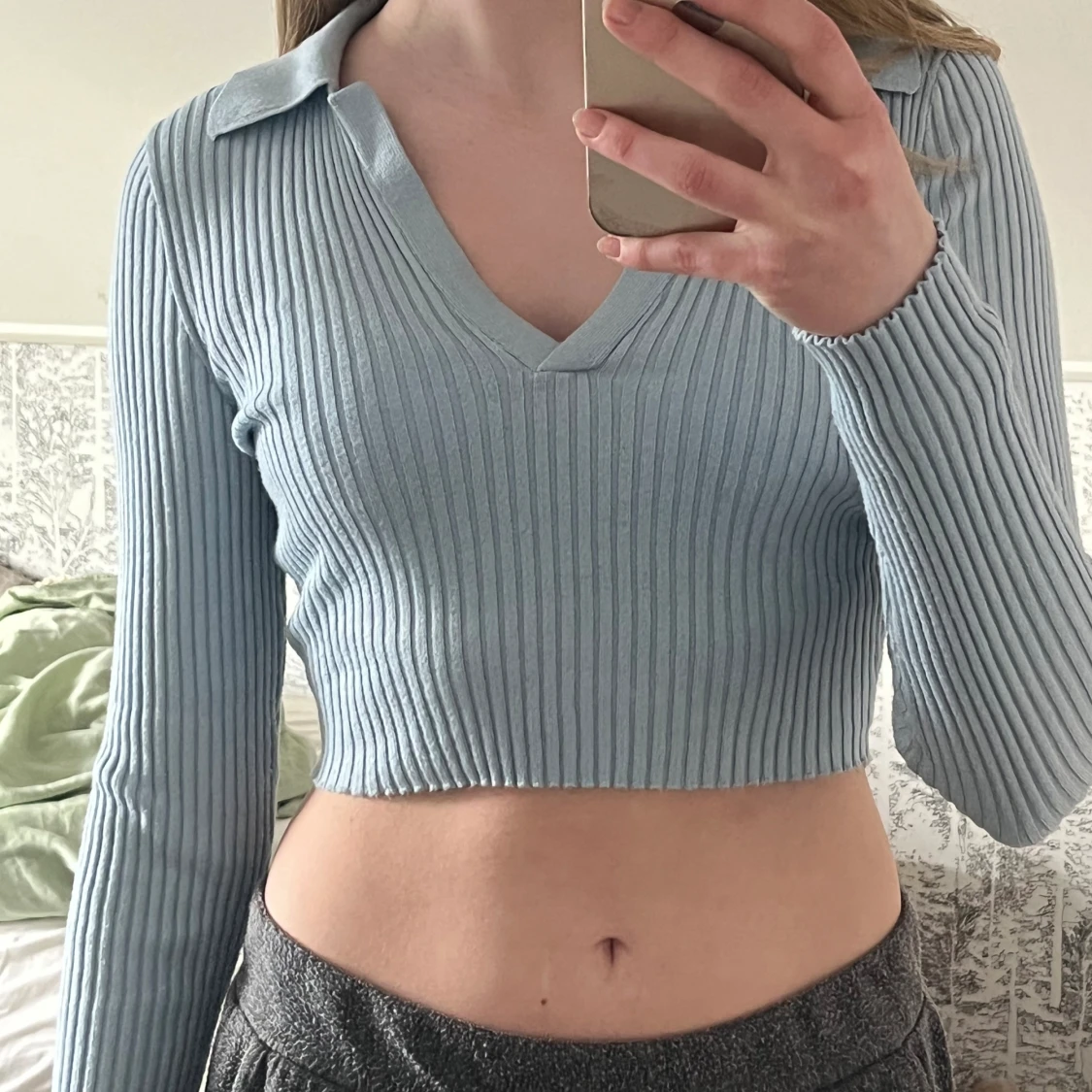 Långärmad ribbat topp - 90