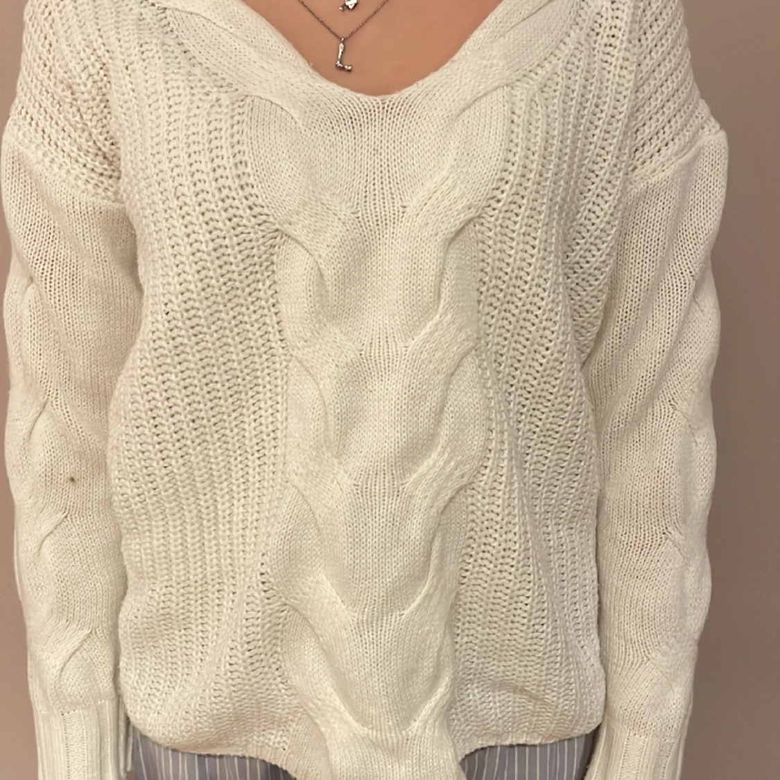 vit stickad tröja - 91