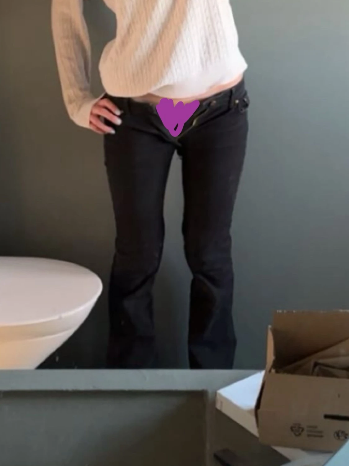 Svarta lågmidjade jeans - 1