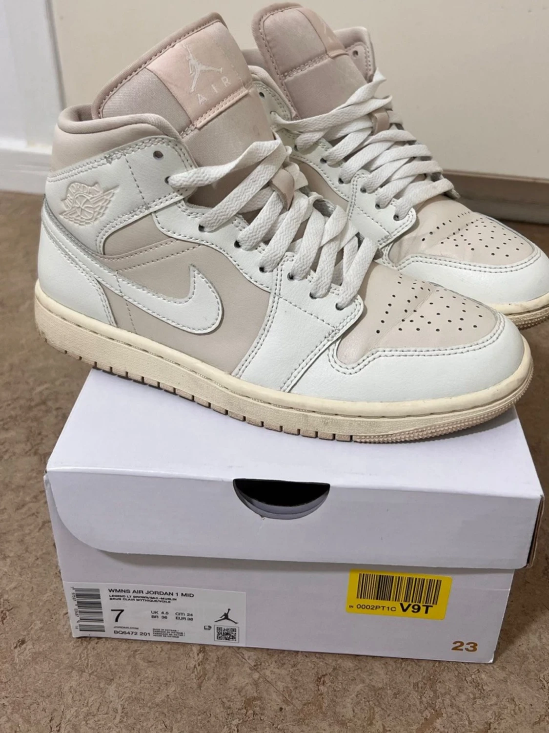 Air Jordan 1 Mid Beige/Vit - 1