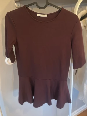Vinröd/lila T-shirt topp från Zara  - En vinröd/lila T-shirt topp från Zara i storlek S. Men skulle säga att den passar XS-M. Ny men utan prislapp 