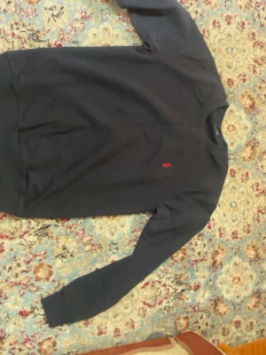 Mörkblå sweatshirt från Ralph Lauren - Klassisk mörkblå sweatshirt från Ralph Lauren med rund halsringning och diskret röd logobrodyr på bröstet. Tröjan har långa ärmar och är tillverkad i mjukt bomullsmaterial för en skön och avslappnad look.