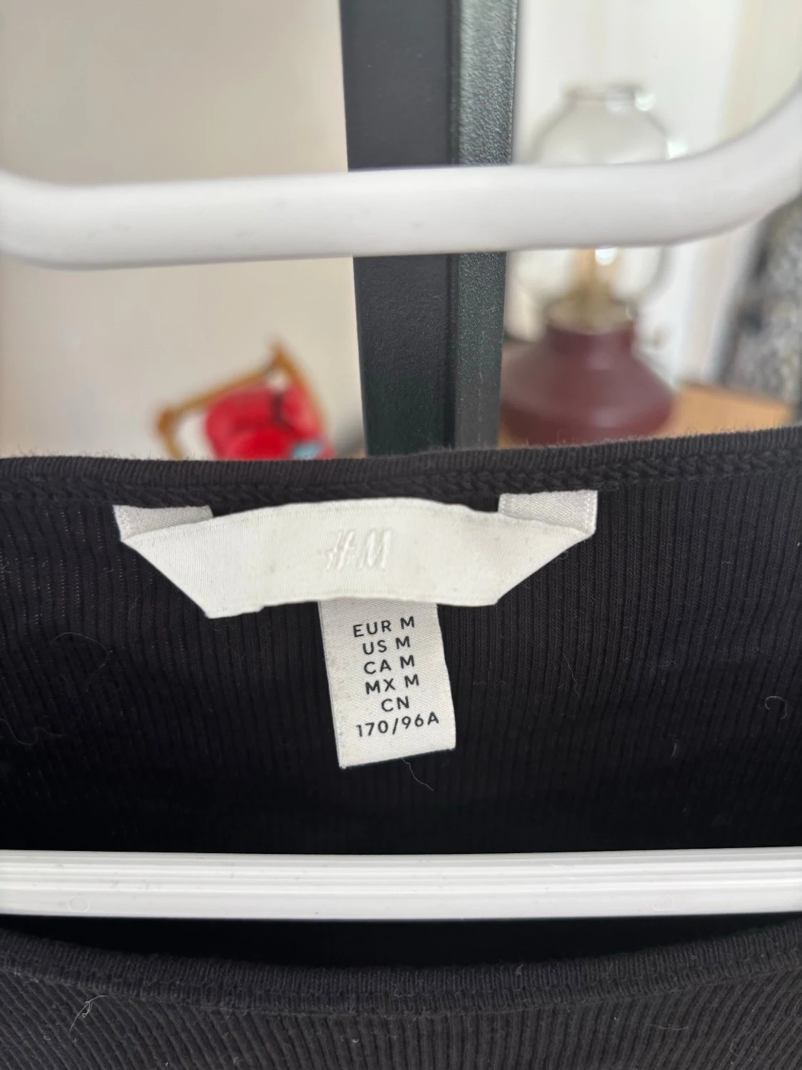 Svart ribbad långärmad topp H&M - 1