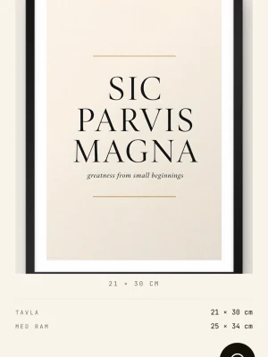 SIC PARVIS MAGNA - Är grejar du citat?? Här är en poster gjort på (170 GSM MATTPAPPER). Postern kommer med eller utan träram i olika färger samt olika storlekar vilket gör att priset varieras. På Apollouf.com/ Finns även mycket mer på hemsidan/ Skriv i DM vid köp!!