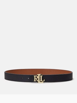Vändbart skärp från Ralph Lauren - Stilrent vändbart bälte från Ralph Lauren med RL-logga i guld. Ena sidan är svart och den andra är brun, vilket gör det enkelt att matcha med olika outfits. Tillverkat i präglat skinn och har en elegant, klassisk design. Köpt för ca 1200kr och bältet är helt oanvänt med inpackning och prislapp kvar.