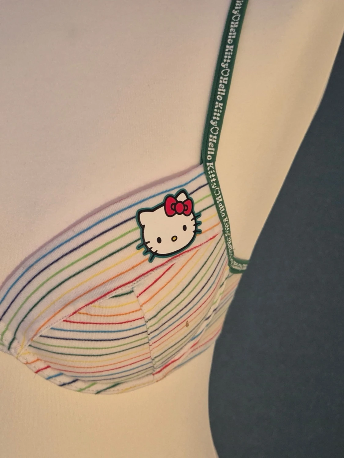 Hello Kitty randig bh med gröna band 75A - 4