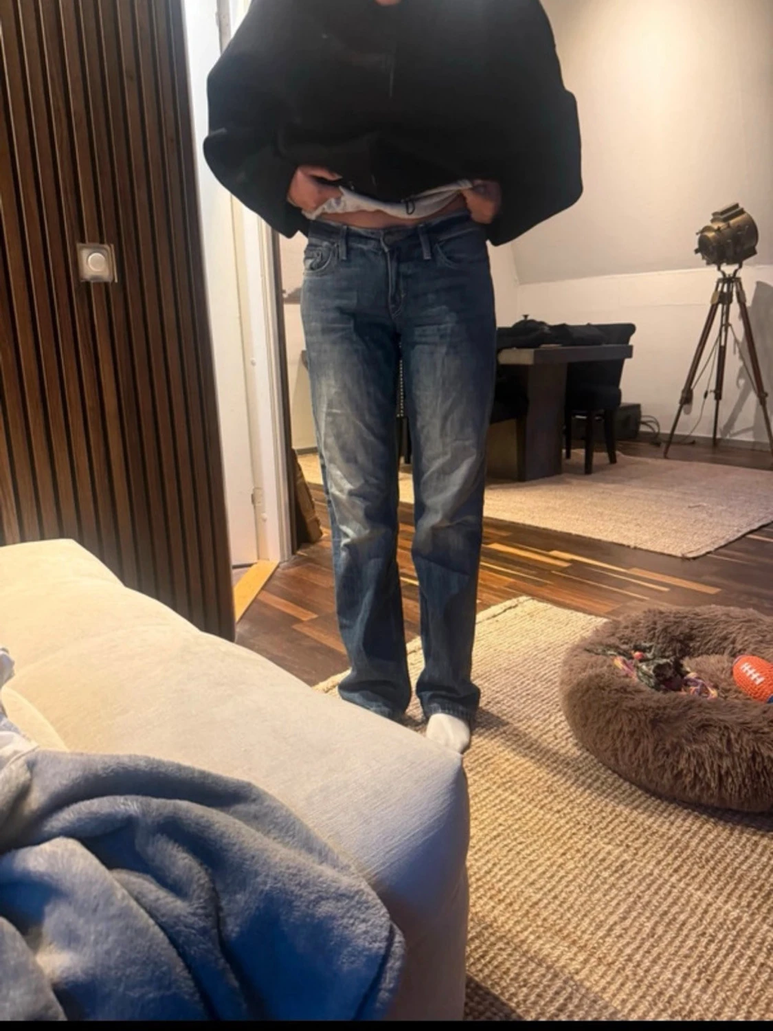 Blå raka weekday jeans