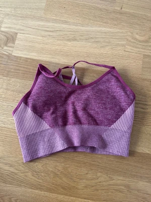 Lila sport-bh från Energetics - Snygg sport-bh i lila nyanser från Energetics med ribbade partier och korsade axelband i ryggen. Bh:n är sömlös och har en sportig design som ger bra stöd. Perfekt för träning eller en aktiv vardag.