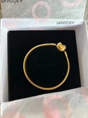 Pandora armband  - Guldigt Pandora armband med hjärtlås, storlek 16. Använt fåtal gånger och inga skador. INGA BERLOCKER!! 