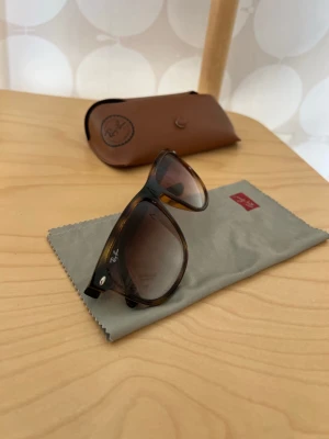 Svarta Ray-Ban pilotbågar solglasögon - Snygga bruna solglasögon från Ray-Ban med klassisk pilotbåge och mörka glas. Bågarna är i plast och har Ray-Ban-loggan på sidan. Perfekta för dig som vill ha en tidlös och cool stil.