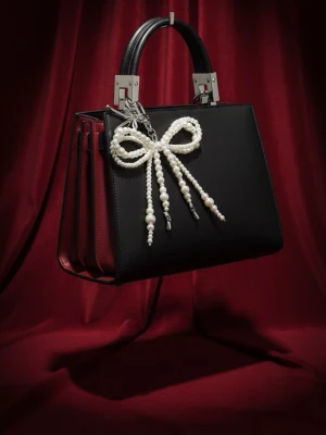 Handgjord Pärlrosett / Väskcharm – Pearlcore Style - Superfin och trendig handgjord väskcharm i form av en pärlrosett. Den här accessoaren är perfekt för att ge din väska en personlig 'coquette' touch eller för att piffa upp dina nycklar! 