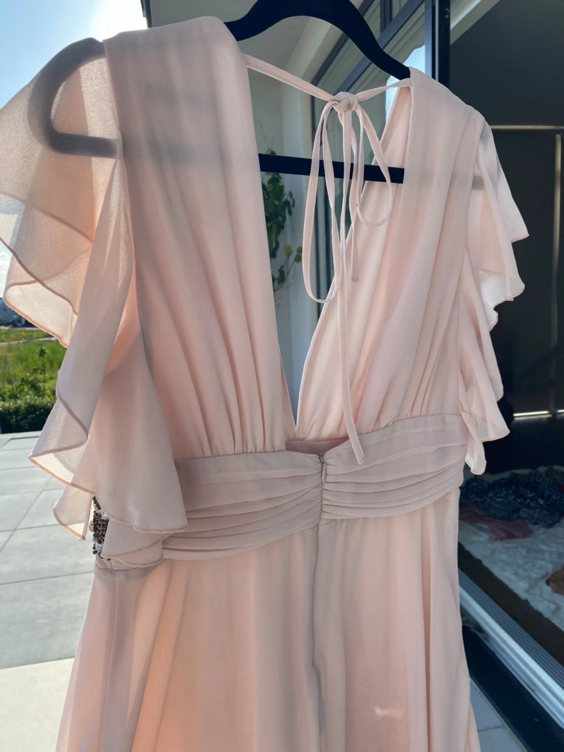 Ljusrosa klänning  med volang - 6