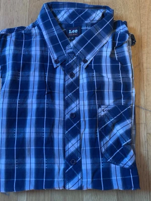 Blårutig skjorta från Lee, XL - Snygg blårutig skjorta från Lee i storlek XL. Skjortan har klassisk krage, knappstängning framtill och en bröstficka med diskret Lee-logga. Tillverkad i mjuk bomull, perfekt för en avslappnad men stilren look.