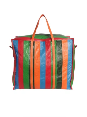 Balenciaga  - Balenciaga fall 2016 Bazar shopping tote bag in size XL Orange striped multicolour leather In great condition