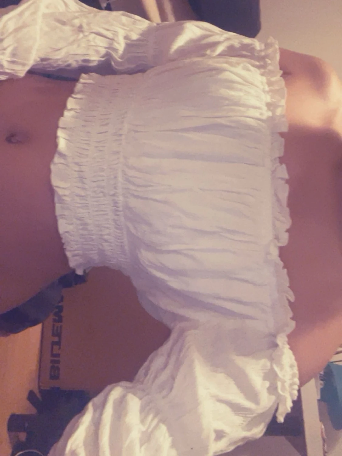 Vit offshoulder croppad topp