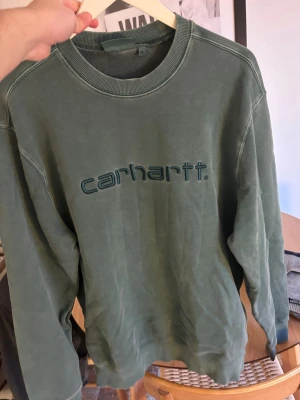 Grön sweatshirt från Carhartt - Snygg grön sweatshirt från Carhartt med broderad logga framtill. Tröjan har rund halsringning, ribbade muddar och är tillverkad i mjukt bomullsmaterial. Perfekt för en avslappnad och trendig stil. 