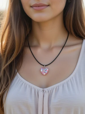 Halsband paljett hjärta - Halsband paljett hjärta berlockar. Inkl. justerbar halsbandssnodd. 2,2 cm. Perfekt Alla Hjärtans Dag-present.