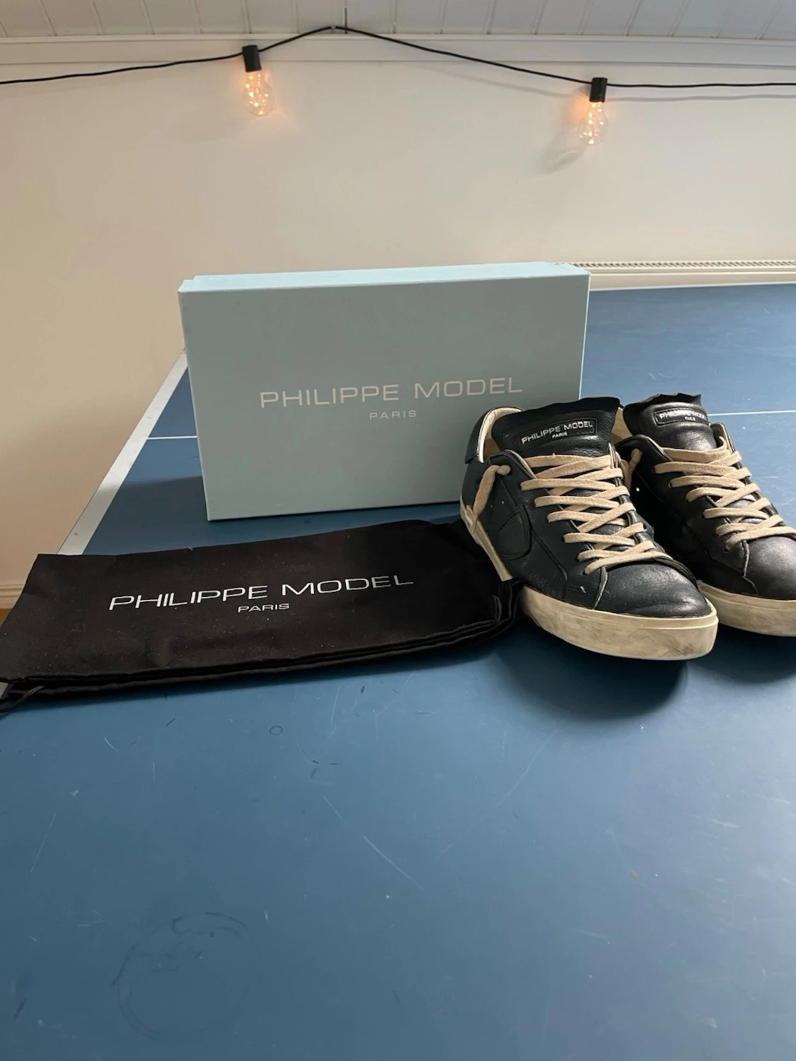 Philippe Model svarta lädersneakers - 2