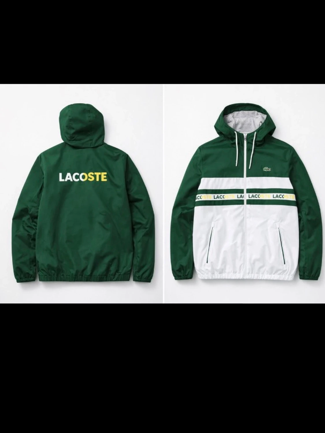 Grön och vit vindjacka från Lacoste