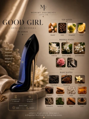 Carolina Herrera Good Girl  - ✨ Carolina Herrera Good Girl decant ✨ Elegant, feminin och sensuell doft med noter av mandel, jasmin och varm tonkaböna 🤍👠 • 3ml – 69kr • 5ml – 109kr • 10ml – 179kr. Perfekt om du vill testa parfymen innan full size ✨ 📍 Meetup möjligt i Malmö/Borås 💌 Skriv innan köp vid flera samples för kombinerad frakt. Instagram: @memoryfragmentsatelier