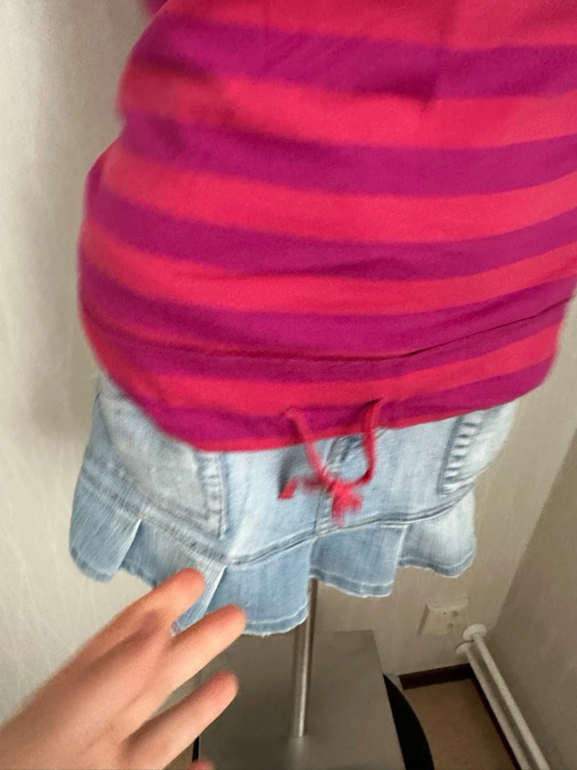 Randig rosa topp med snörning - 3