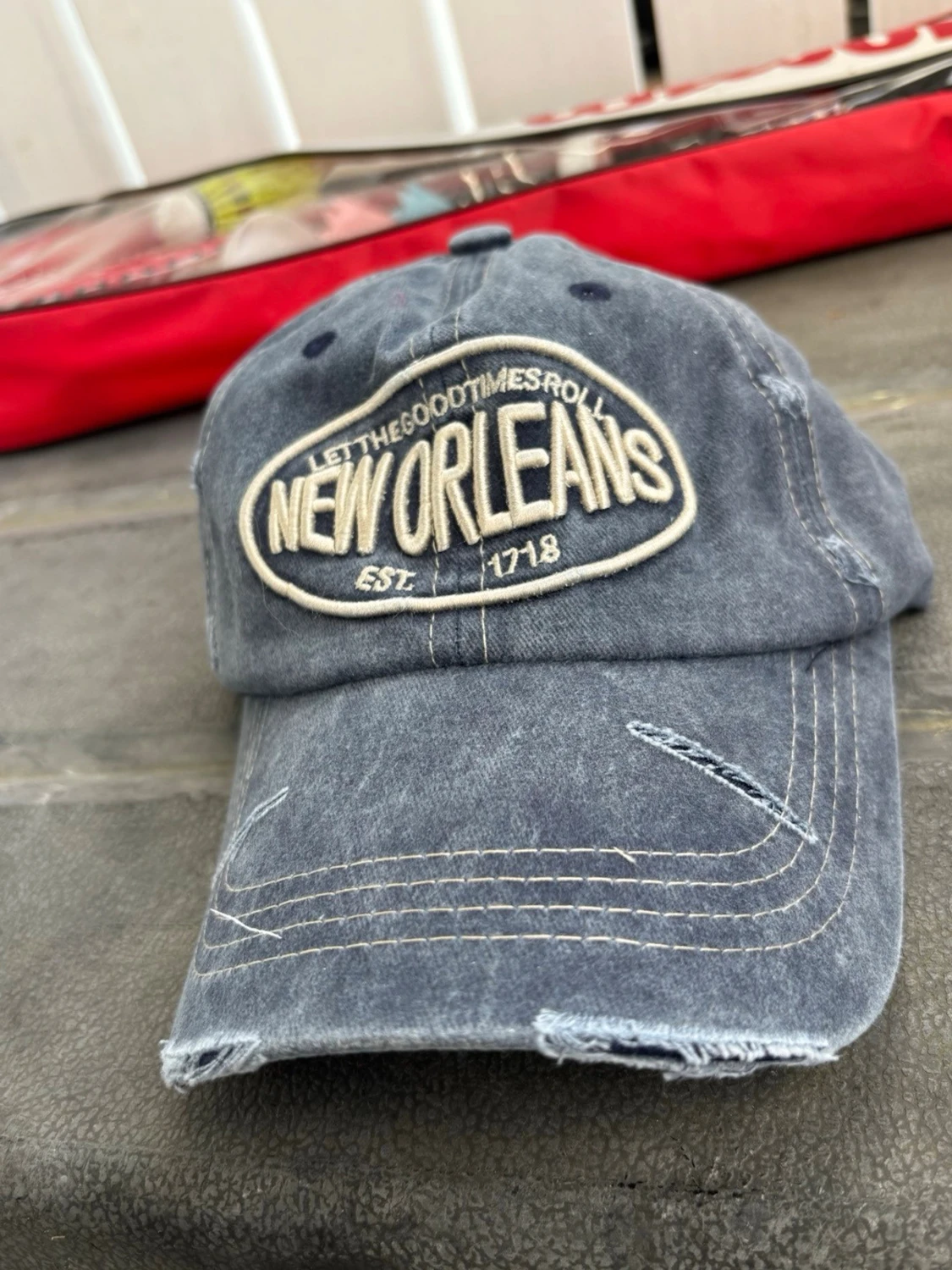 Blå vintagekeps New Orleans brodyr - 4