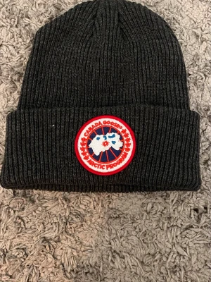 Canada goose mössa - Mörkgrå. Helt ny typ men den passar inte bra på mig. Samma med min stone island mössa.