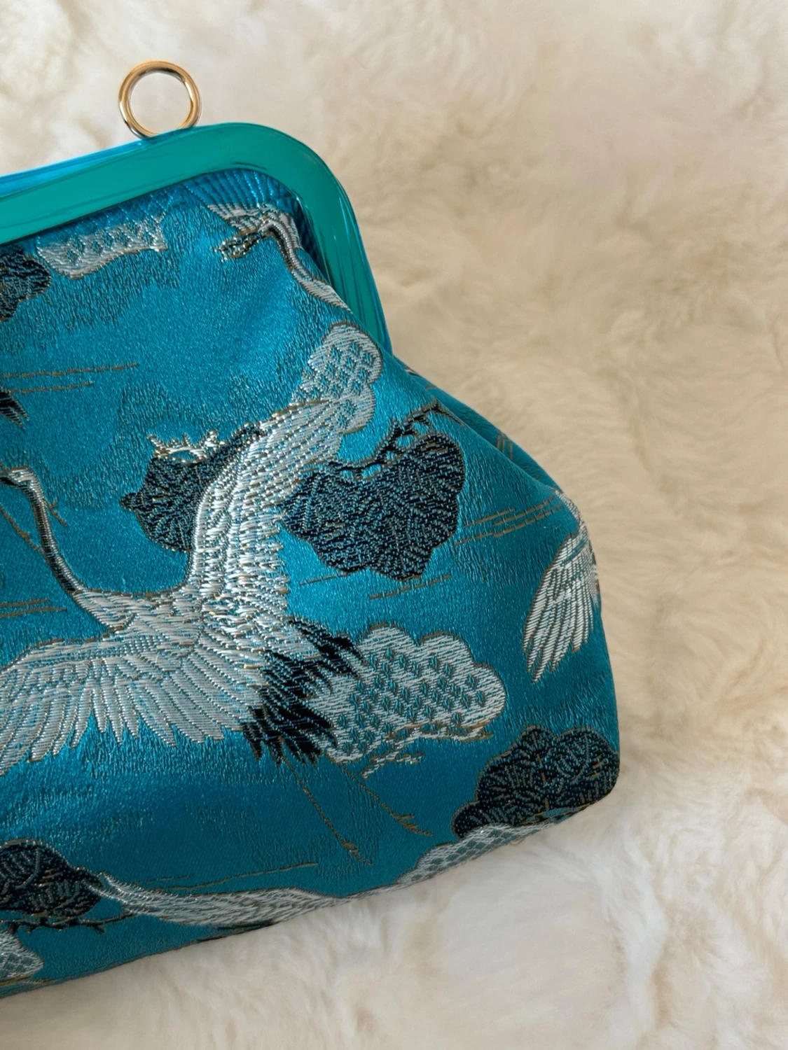 Blå handväska med tranor - 2