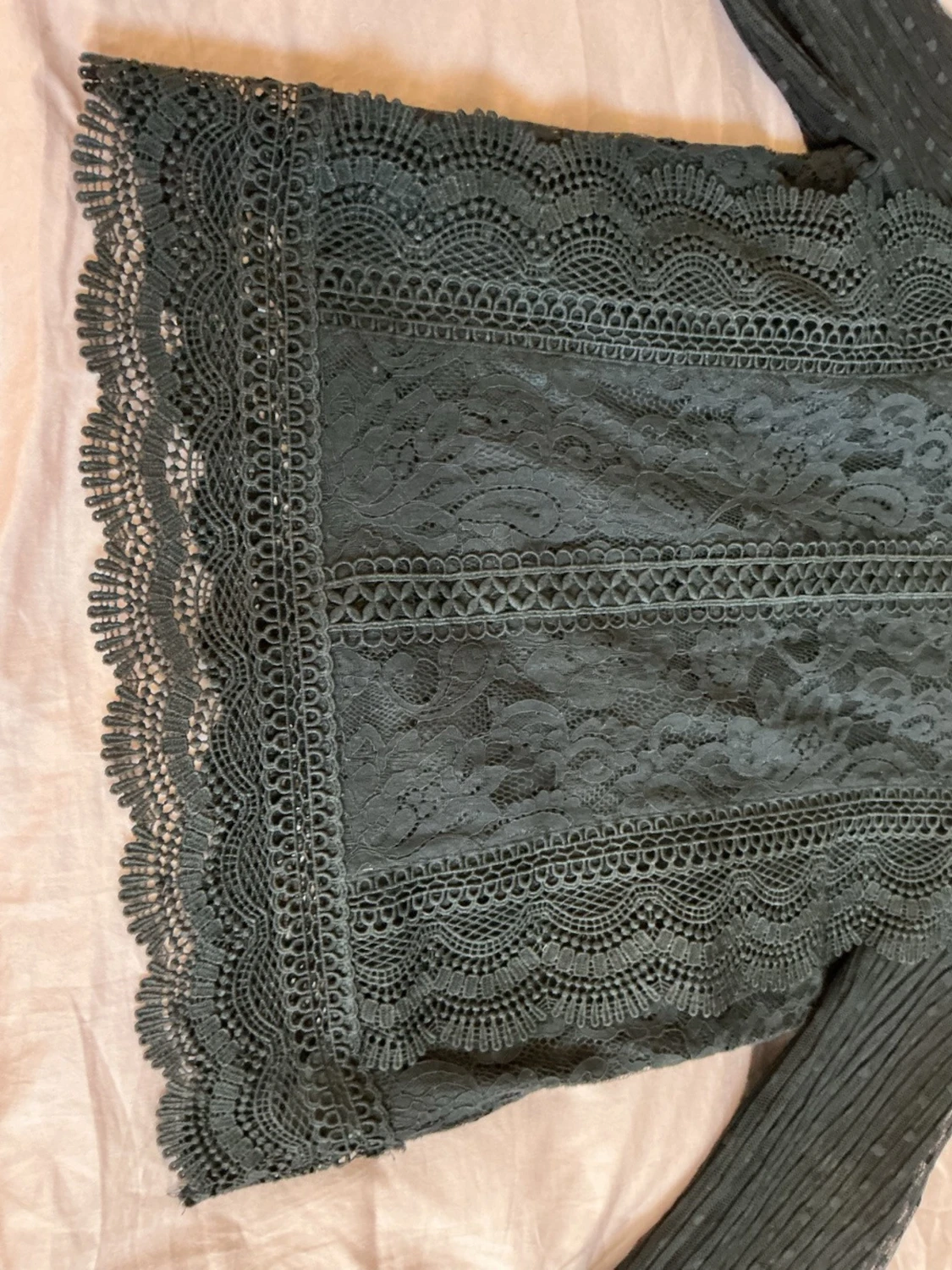 Svart spetsblus med lång ärm Only - 3