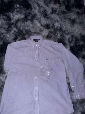 Blårutig skjorta från Ralph Lauren - Klassisk blårutig skjorta från Ralph Lauren med button-down krage och lång ärm. Skjortan har små vita och blå rutor, broderad logga på bröstet och vita knappar framtill samt vid manschetterna. Perfekt till jeans eller chinos för en clean look.