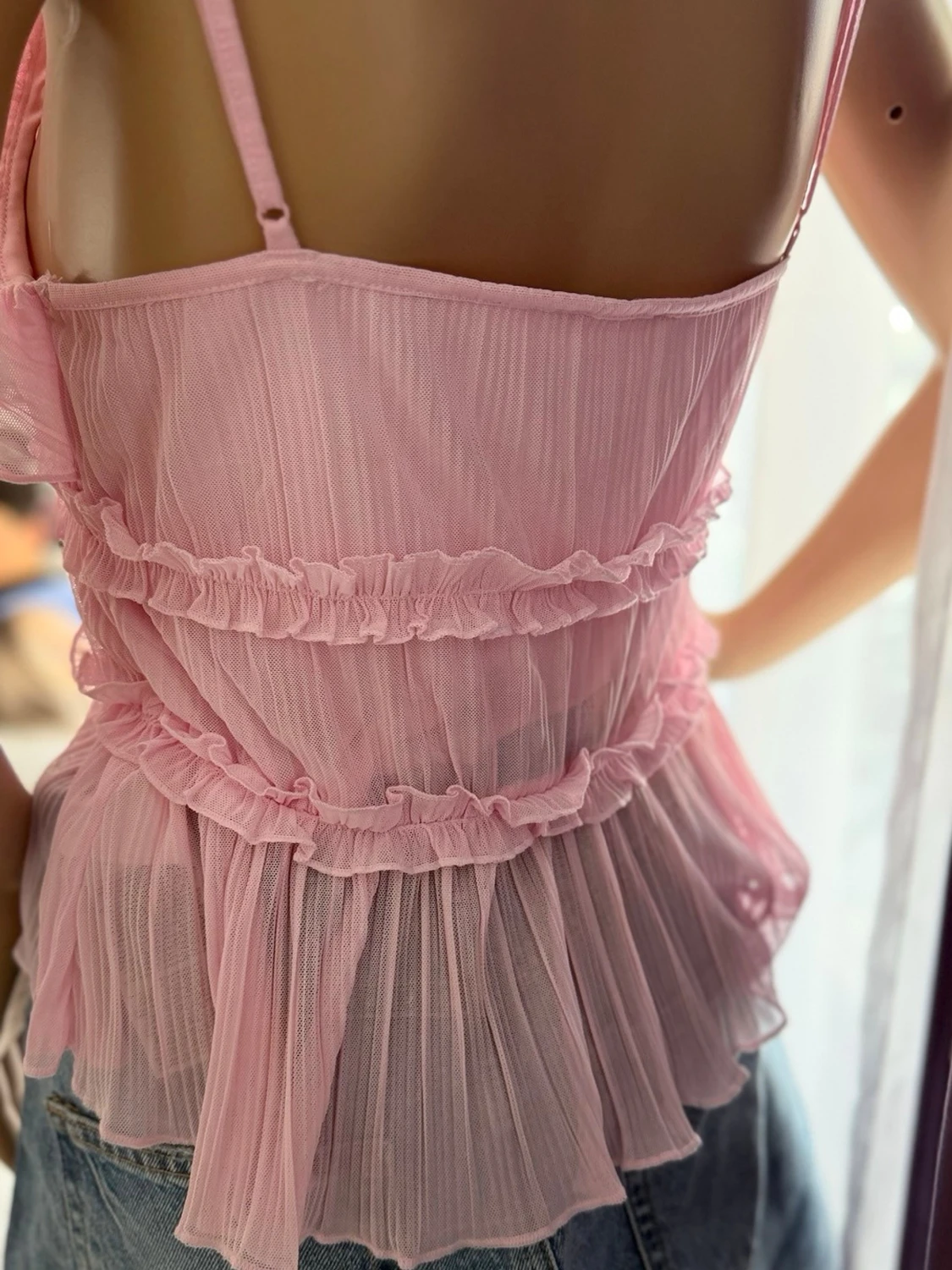 Rosa volangig linnetopp med knyt - 2