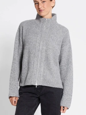 Grå ribbstickad ziptröja lager 157 - Aldrig använd 