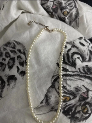 Klassiskt pärlhalsband med gulddetaljer - Snyggt halsband med vita pärlor och justerbart guldfärgat lås. Pärlorna är små och runda, vilket ger ett elegant och tidlöst intryck. Perfekt accessoar för att lyfta vilken outfit som helst.