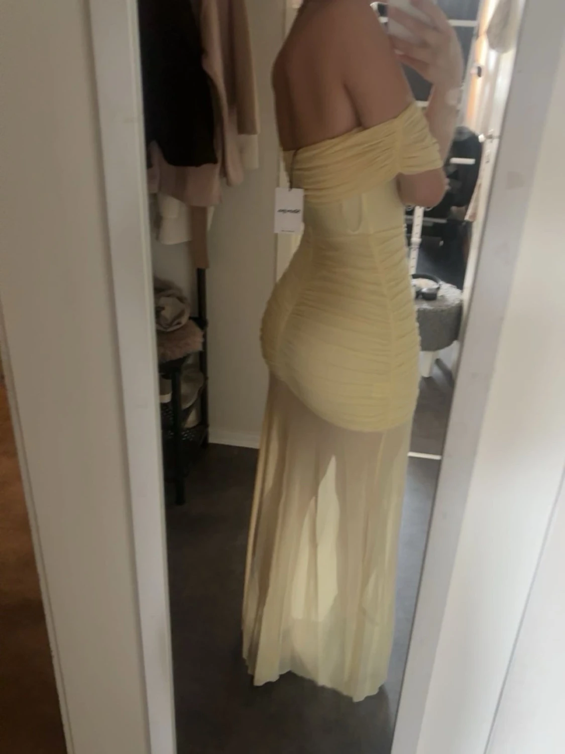 Balklänning - offshoulder ljusgul - 3