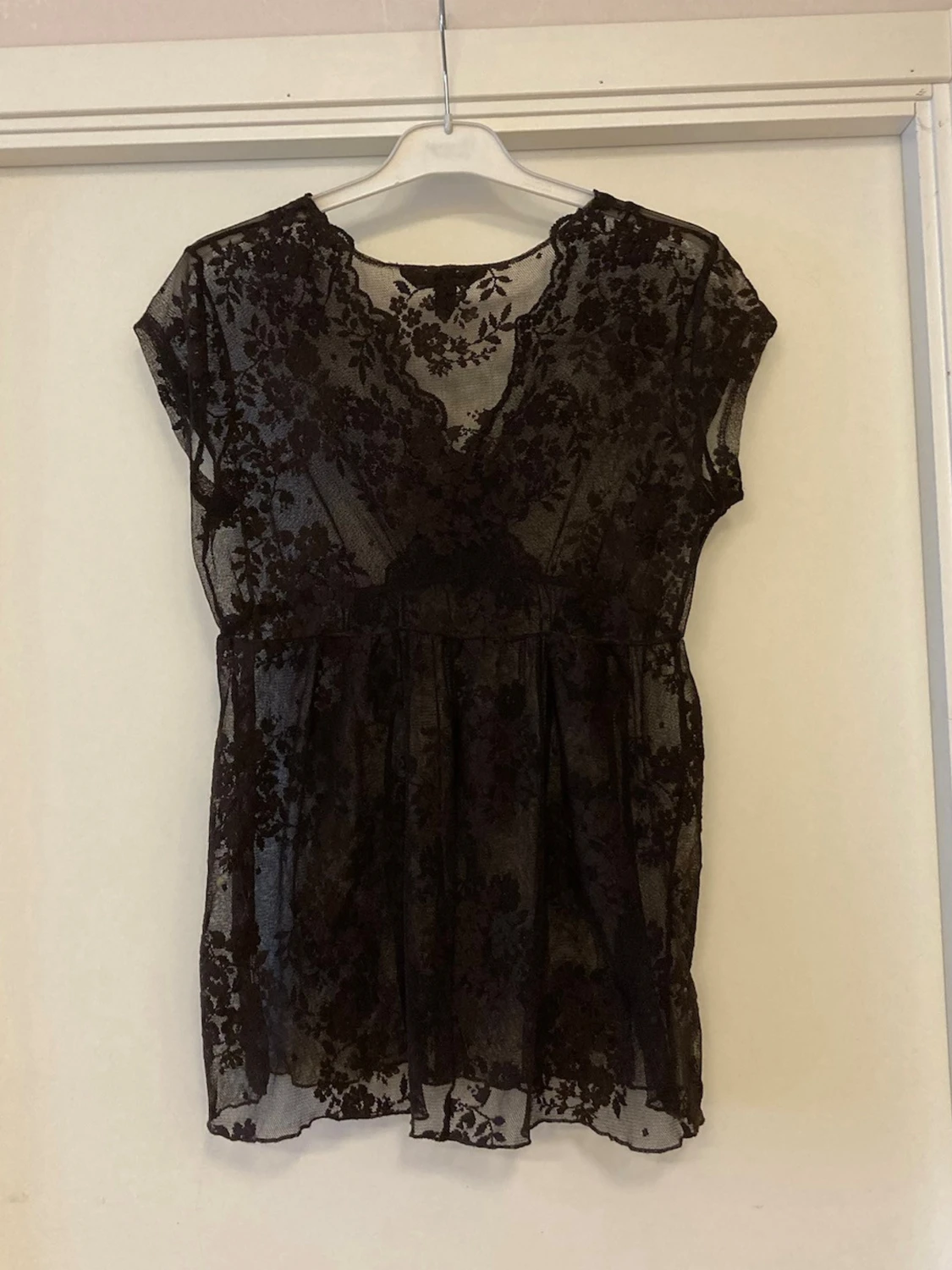 🍒Brun babydoll topp i spets🍒 - 1