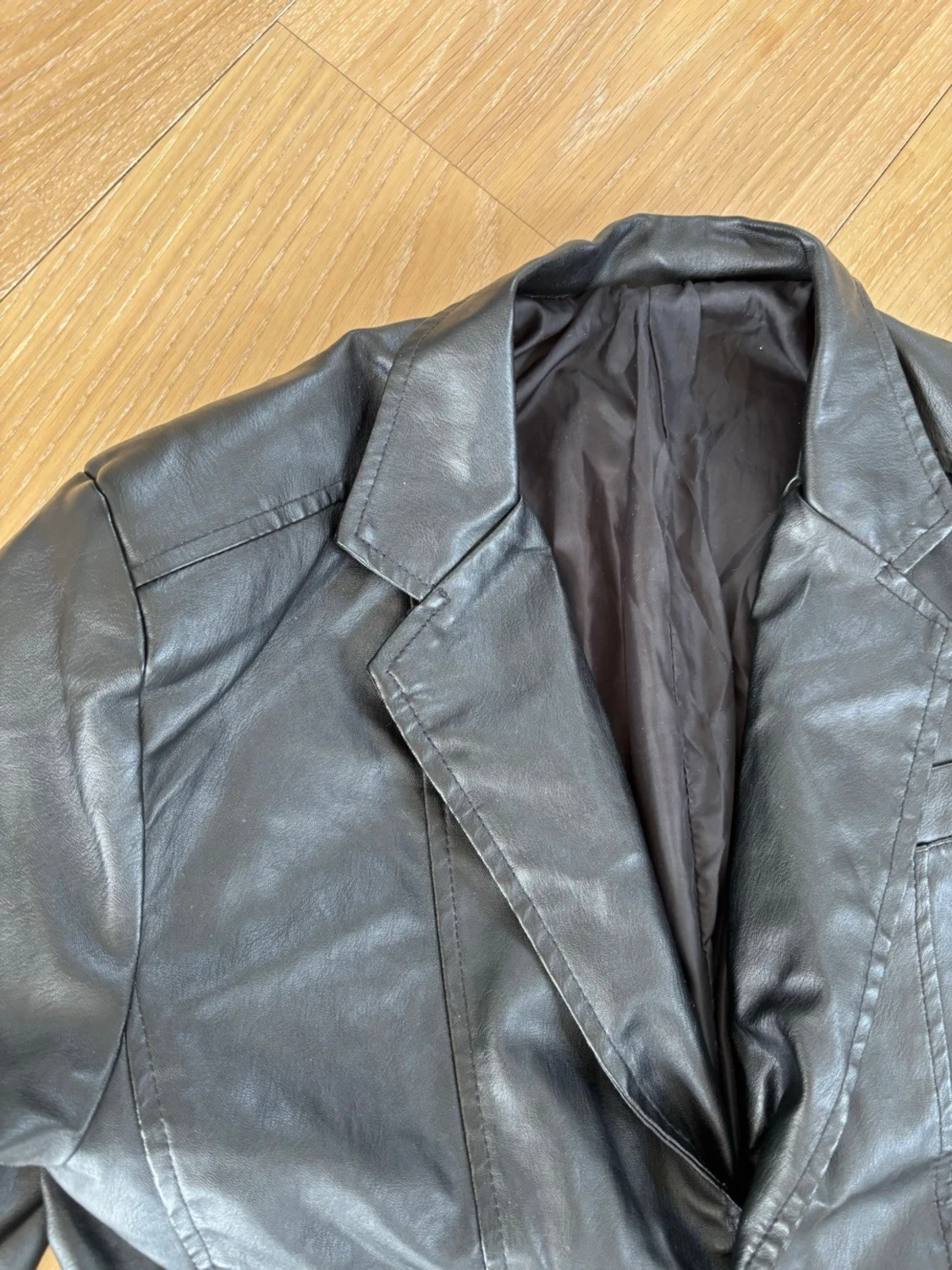 Svart oversized skinnkavaj - 6