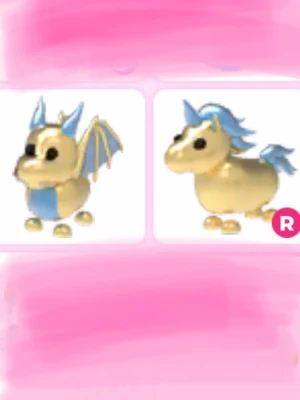 (set) adopt me golden unicorn & golden dragon  - pris kan diskuteras, betalning via swish o du betalar först 🫶🏼