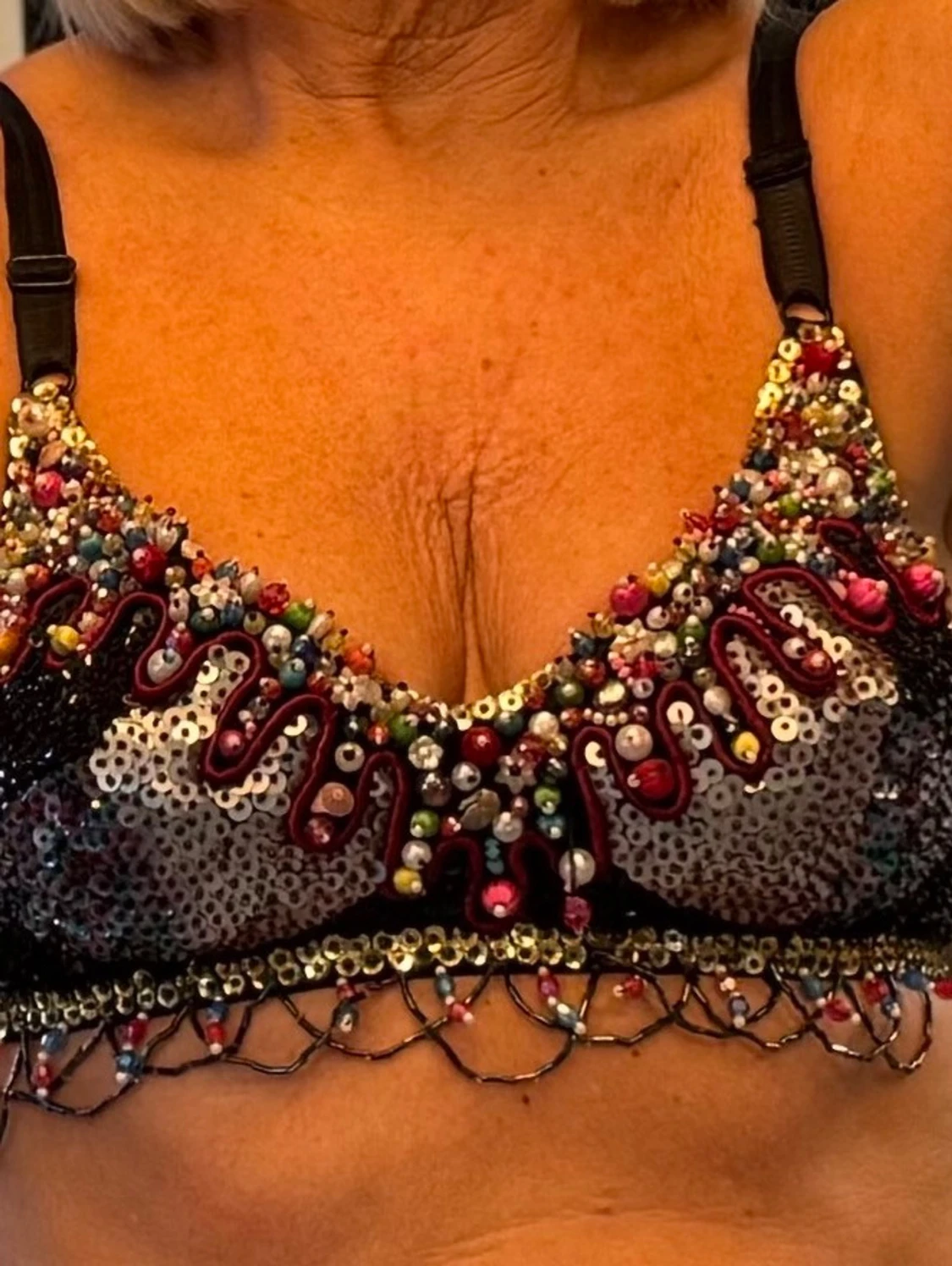 Handgjord paljett-bh med pärlor - 1