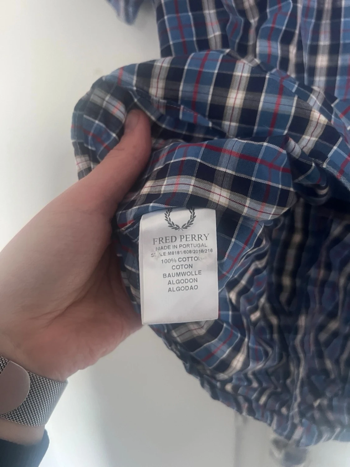 Blårutig kortärmad skjorta Fred Perry - 5