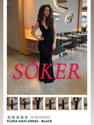 Flora maxi dress design by si  - Söker flora maxi dress från design by si, svart storlek XS/S!!❤️