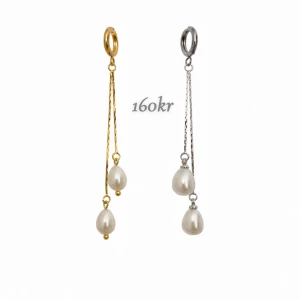 Asymmetriska örhängen med pärlor - Par 