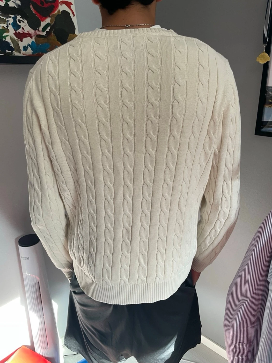 Vit kabelstickad tröja från Gant - 2